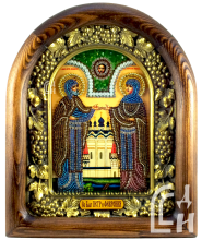 Икона Петра и Февронии из бисера